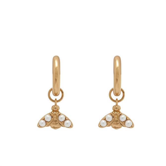 Olivia Burton Pearl Bee Gold Huggie Hoop Earrings